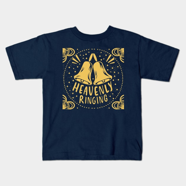 Heavenly Ringing For Handbell Ringers Choir Blue Background Kids T-Shirt by SubtleSplit